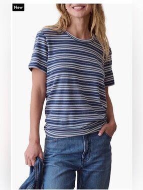Marine Layer Jaquard Striped T-Shirt Organic Cotton blend , Medium